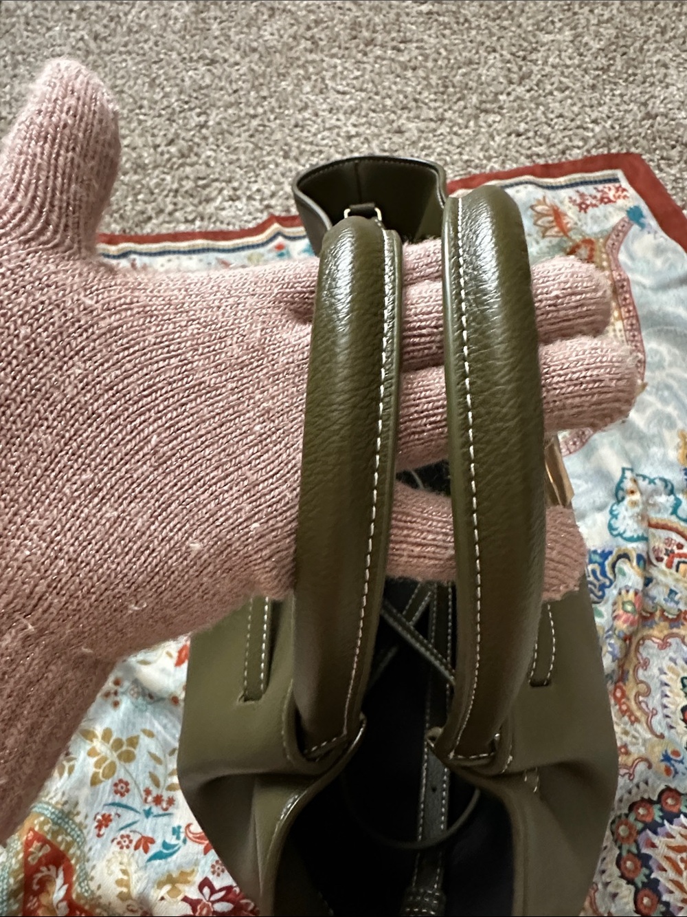 Demellier Olive Green Tote Handbag - Picture 4 of 6